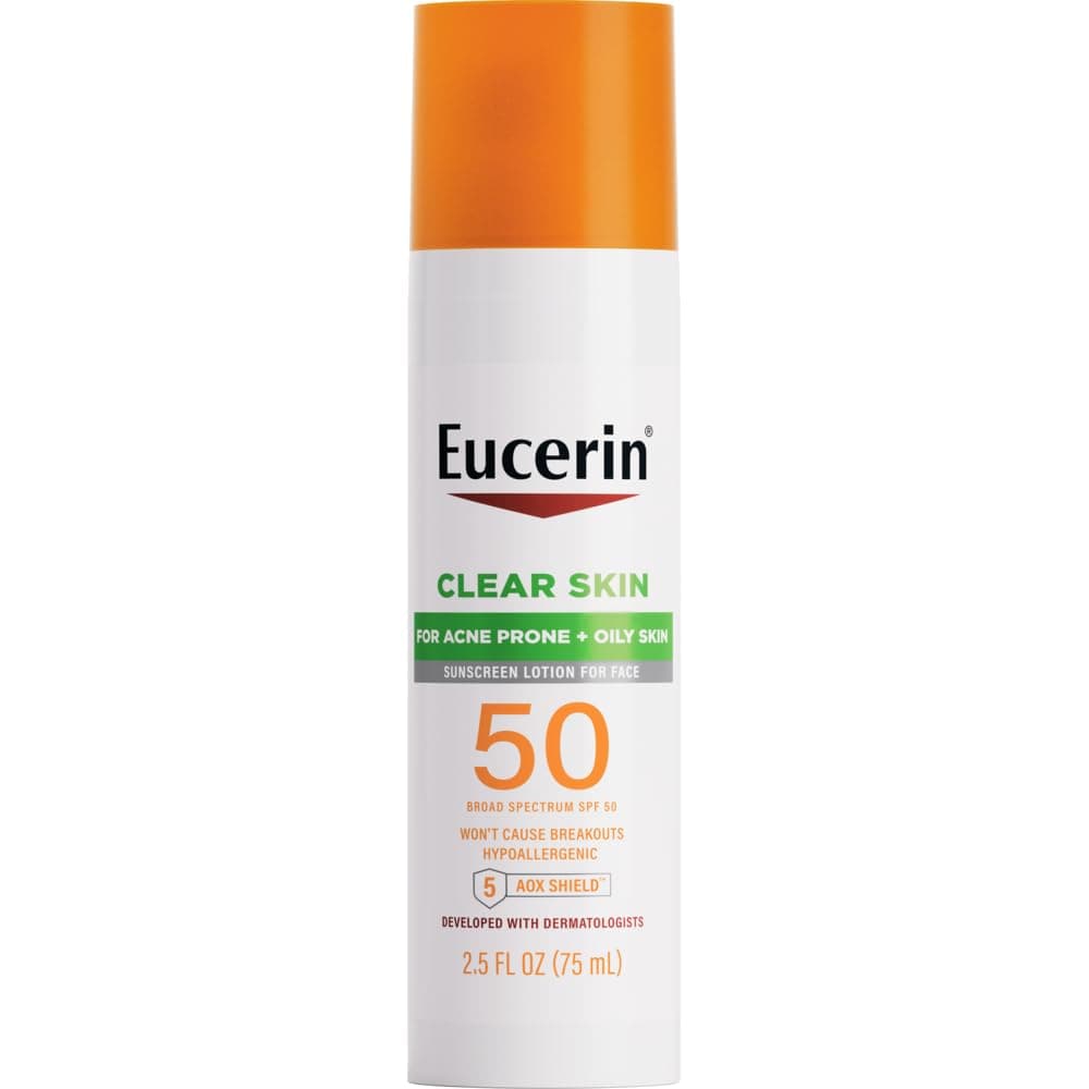Eucerin Sun Clear Skin Face Sunscreen Lotion SPF 50 for Acne Prone and Oily Skin