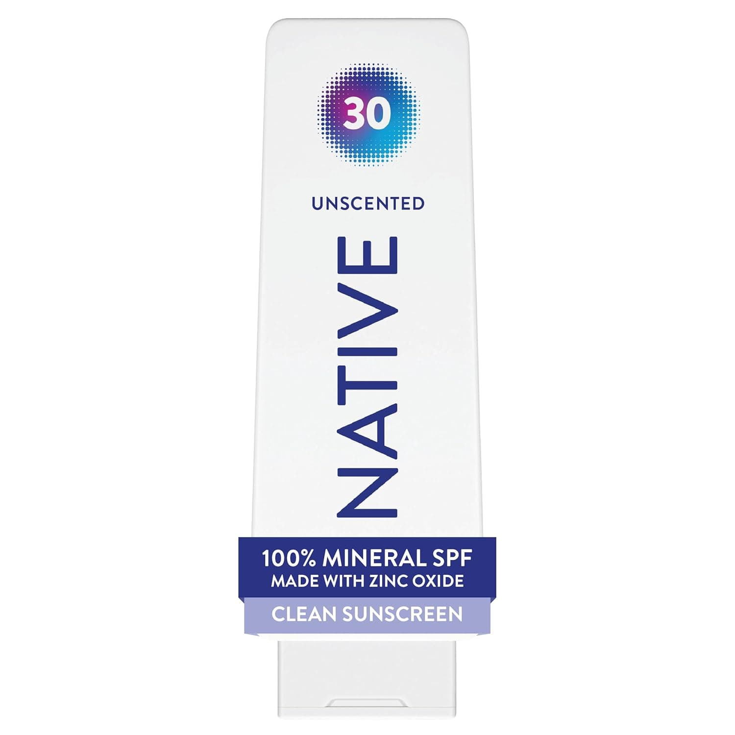 Native Mineral Sunscreen Lotion SPF 30, Unscented, with 100% Mineral Zinc Oxide for Face & Body, Hawaii Compliant, Vegan, No White Cast
