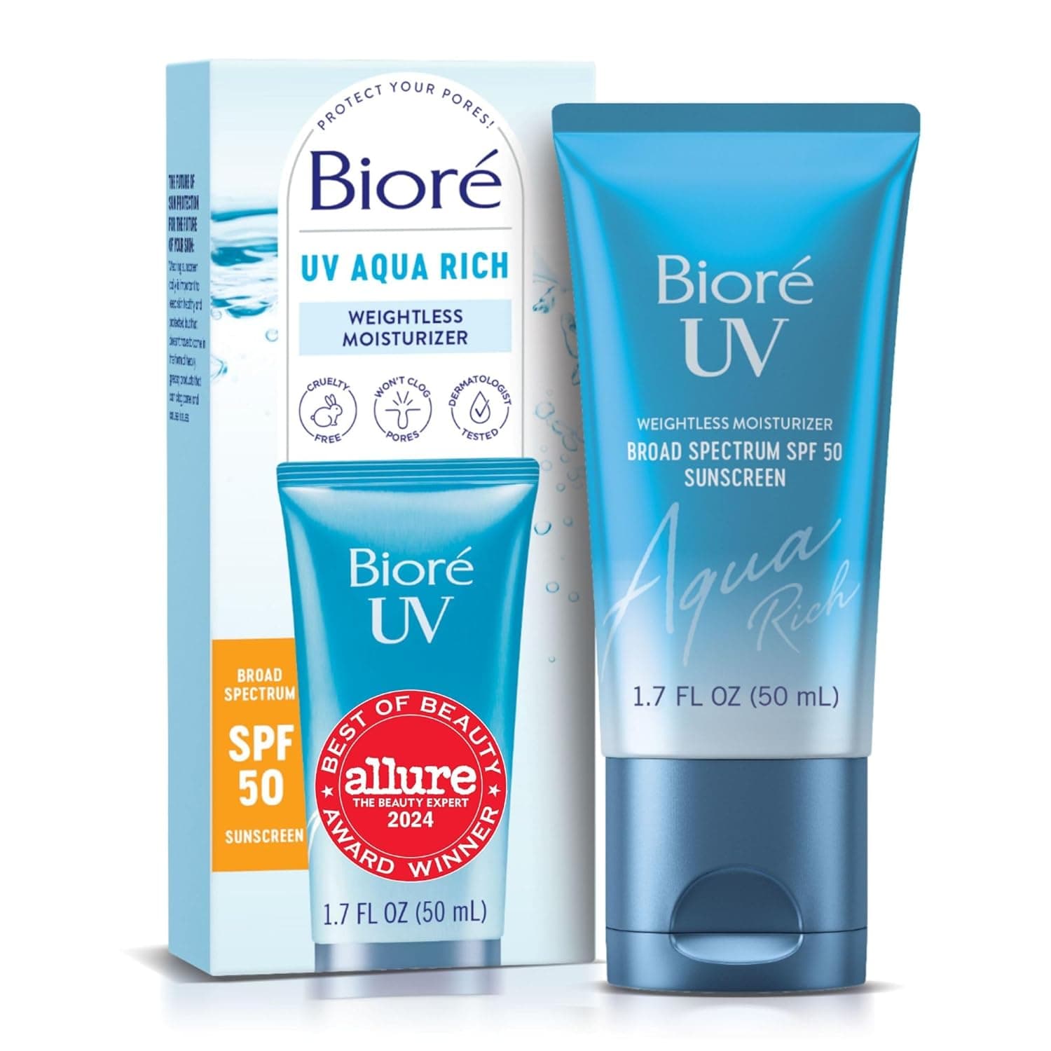Biore UV Aqua Rich Daily Hydrating Facial Moisturizer with SPF 50
