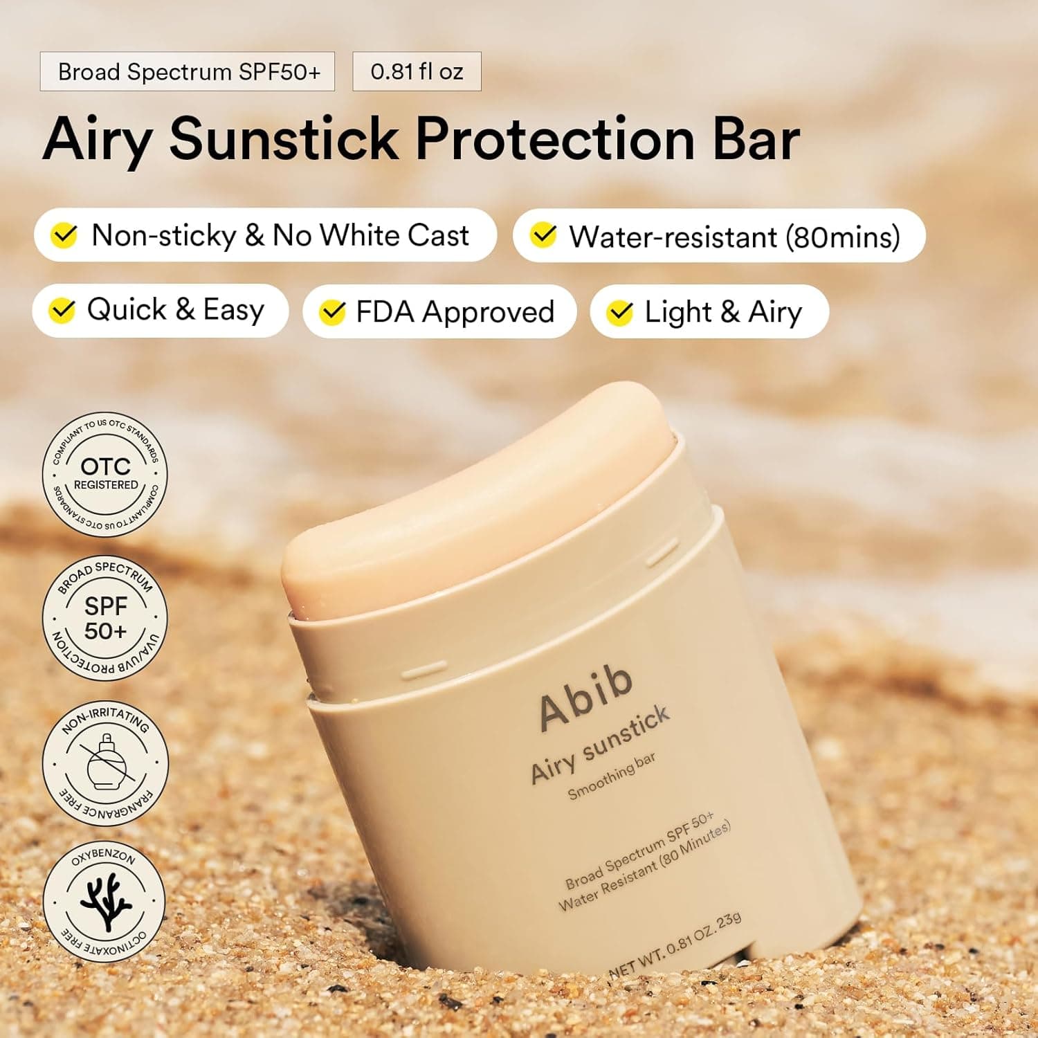 Abib Airy Sunstick Protection Bar SPF50+ Broad Spectrum – image 2