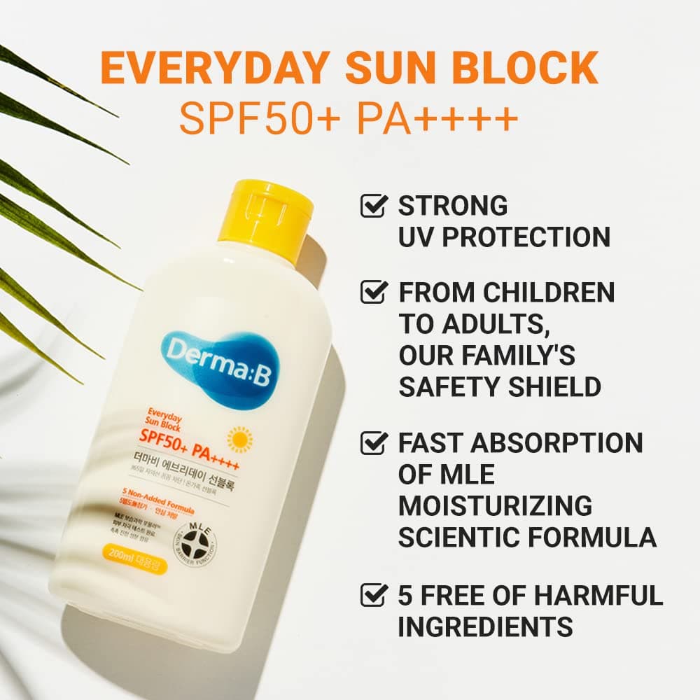 Derma B Everyday Sun Block Large Size Sunscreen SPF50+ PA++++ 6.71 Fl Oz – image 3