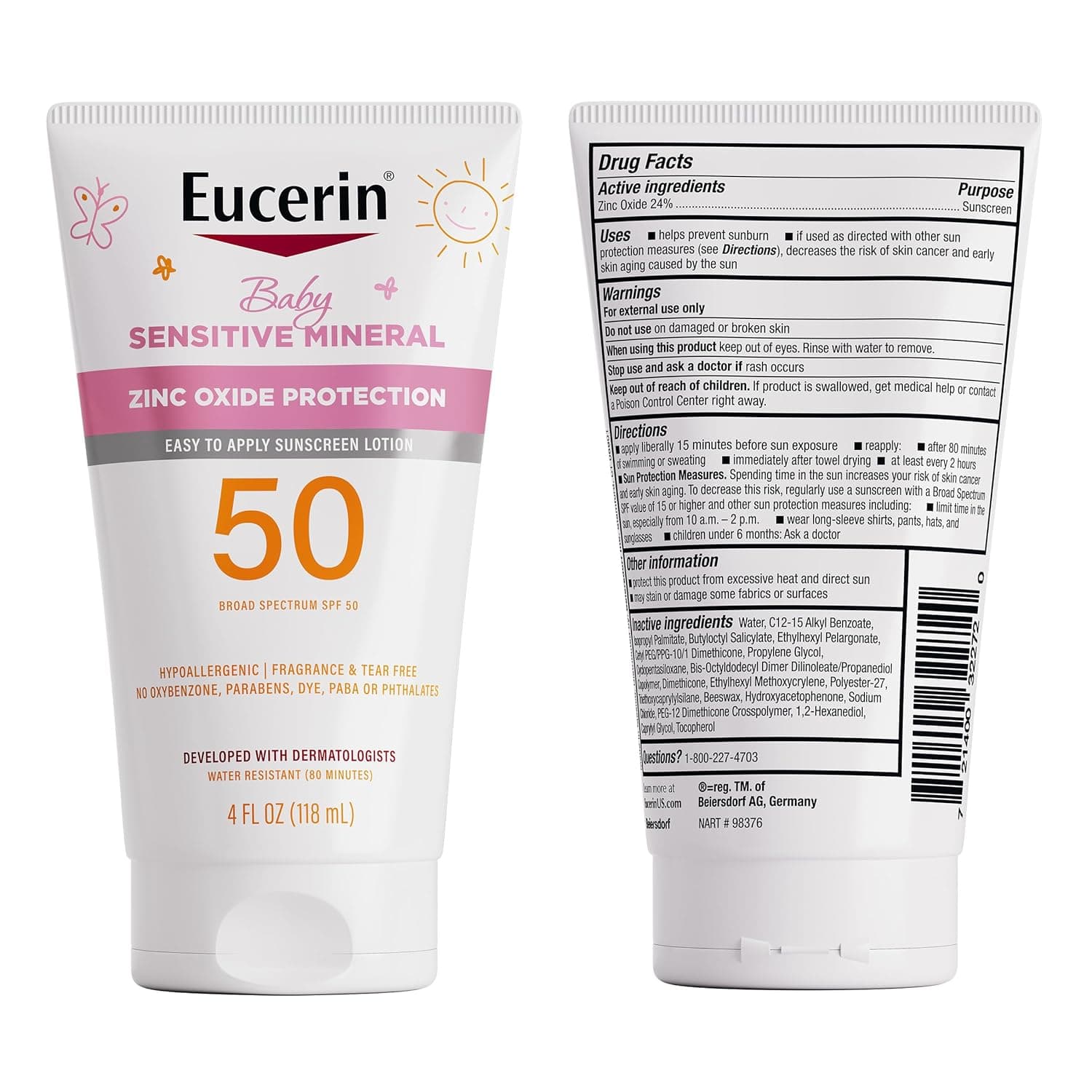 Eucerin Sun Sensitive Mineral Baby Sunscreen Lotion SPF 50 with Zinc Oxide Protection – image 7